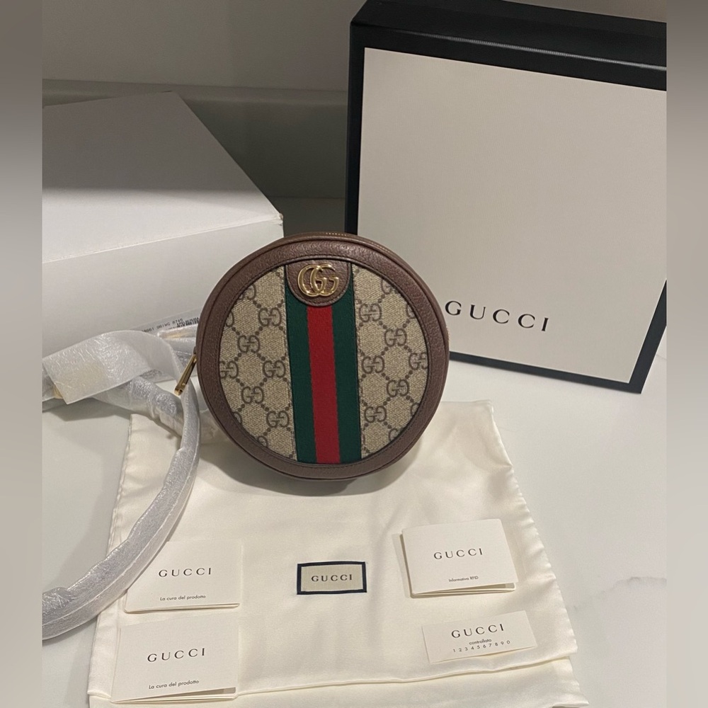 NEW!✨GUCCI✨GG GUCCISSIMA SUPREME & LEATHER ROUND BACKPACK SHOULDER CROSSBODY BAG - Picture 15 of 15